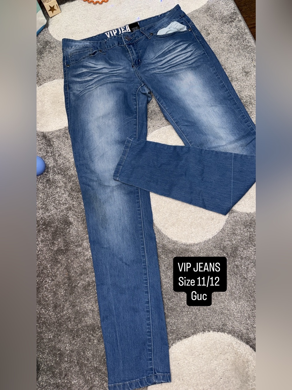 VIP Women's Washed Blue Straight Leg Jeans